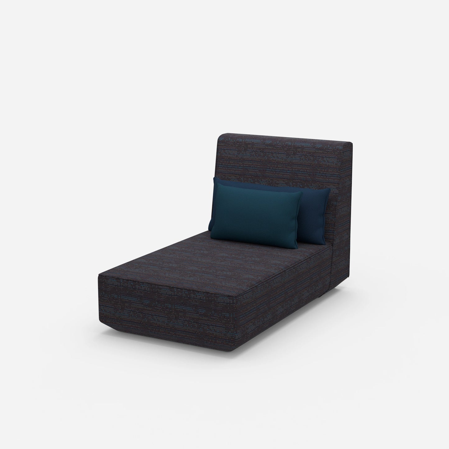 Modular chaise longue with high backrest from the side