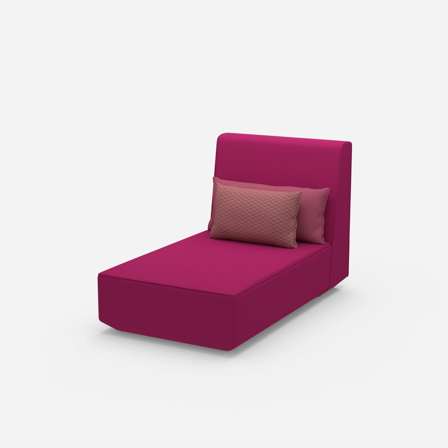 Modular chaise longue with high backrest from the side