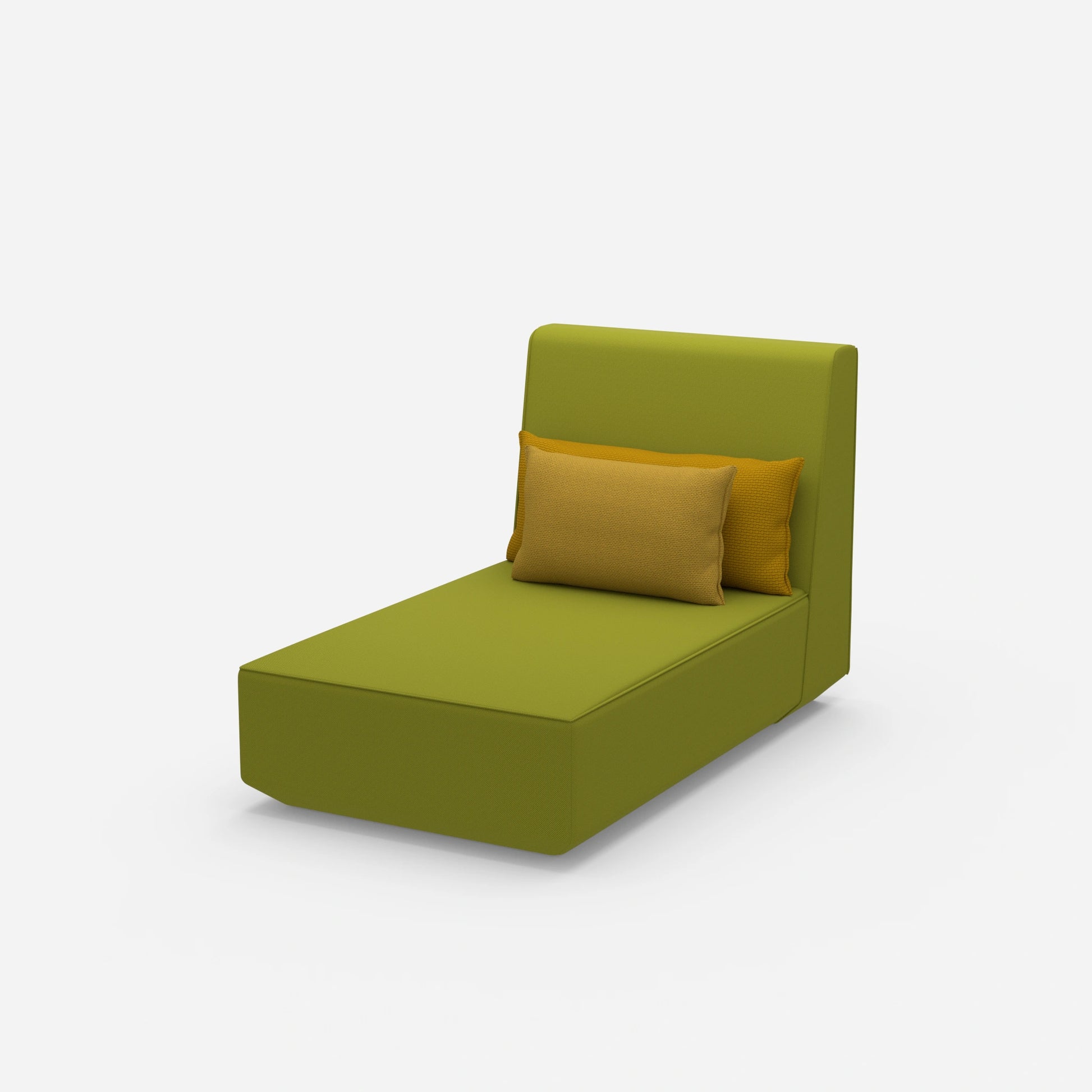 Modular chaise longue with high backrest from the side