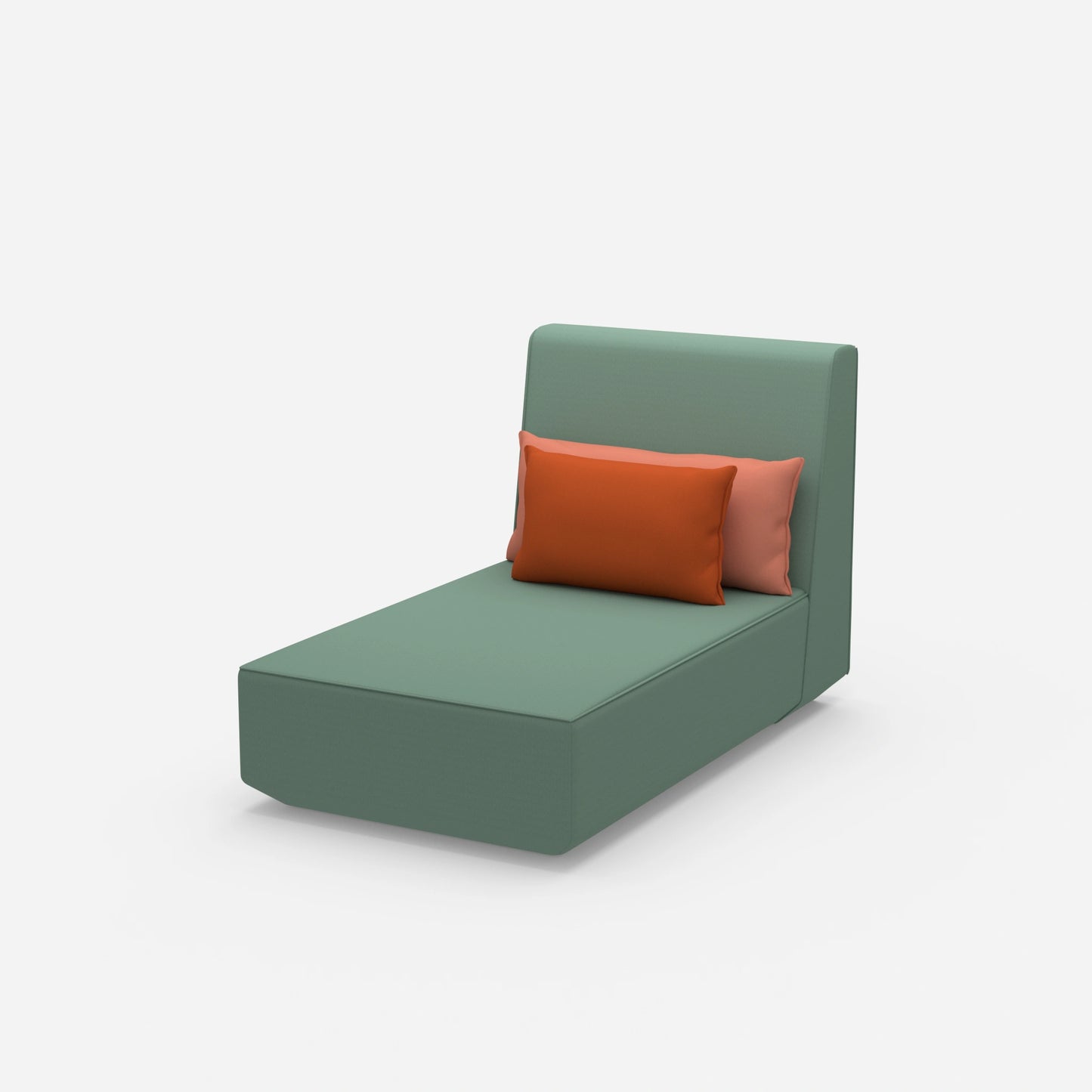 Modular chaise longue with high backrest from the side