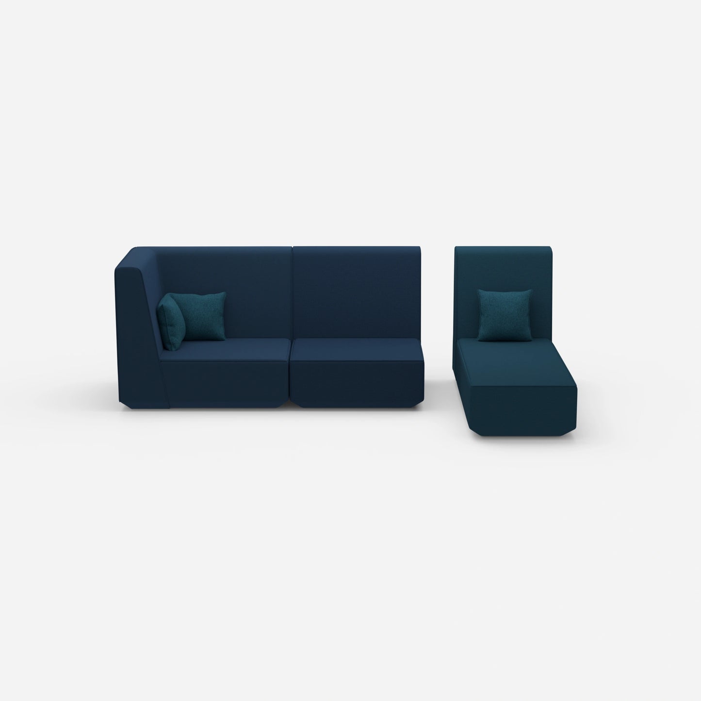 Modulares 2er Sofa mit Recamiere von vorne