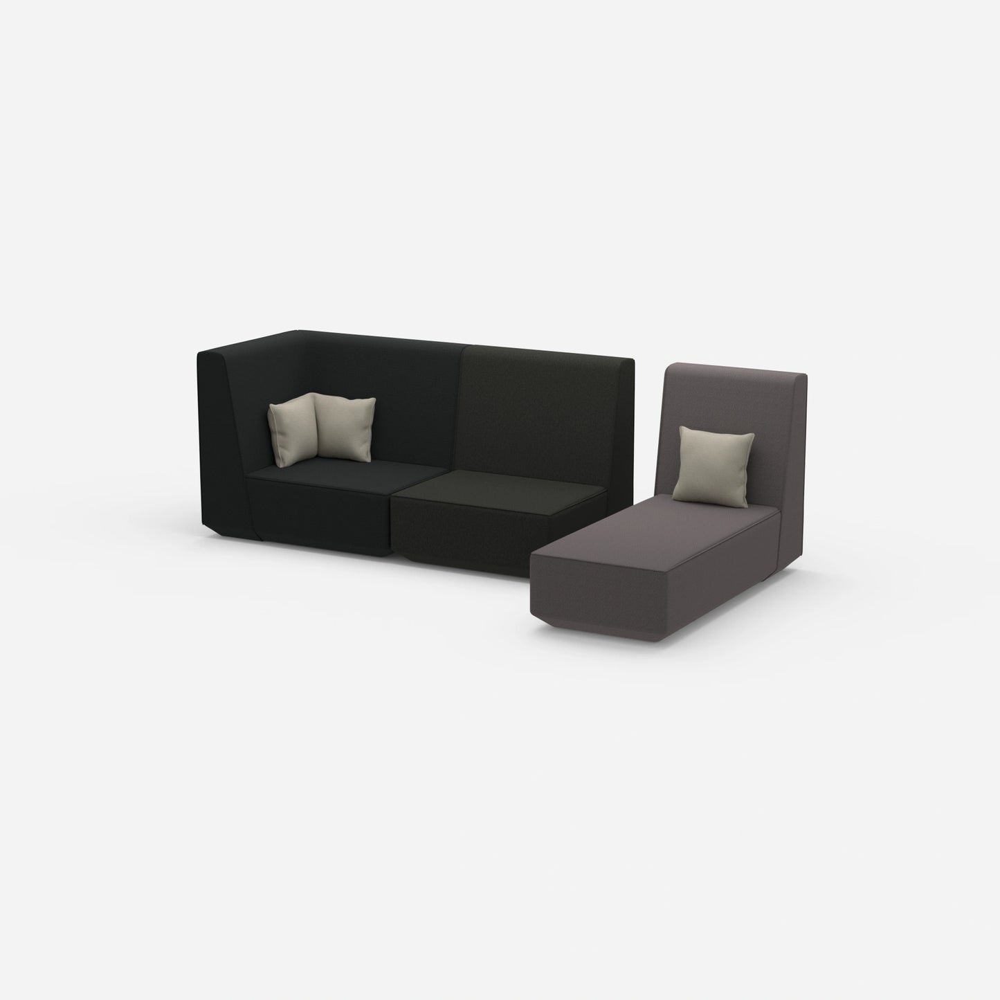 Modulares 2er Sofa mit Recamiere von der Seite