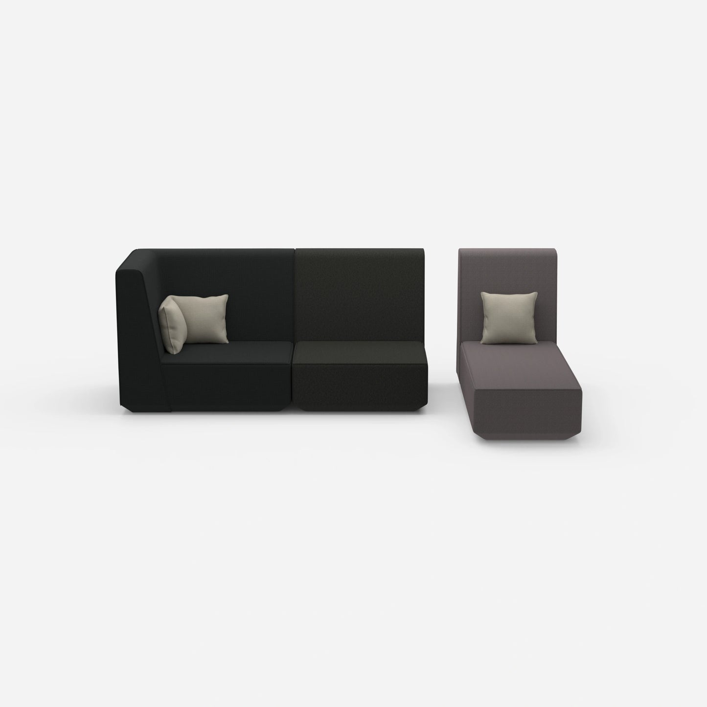 Modulares 2er Sofa mit Recamiere von vorne