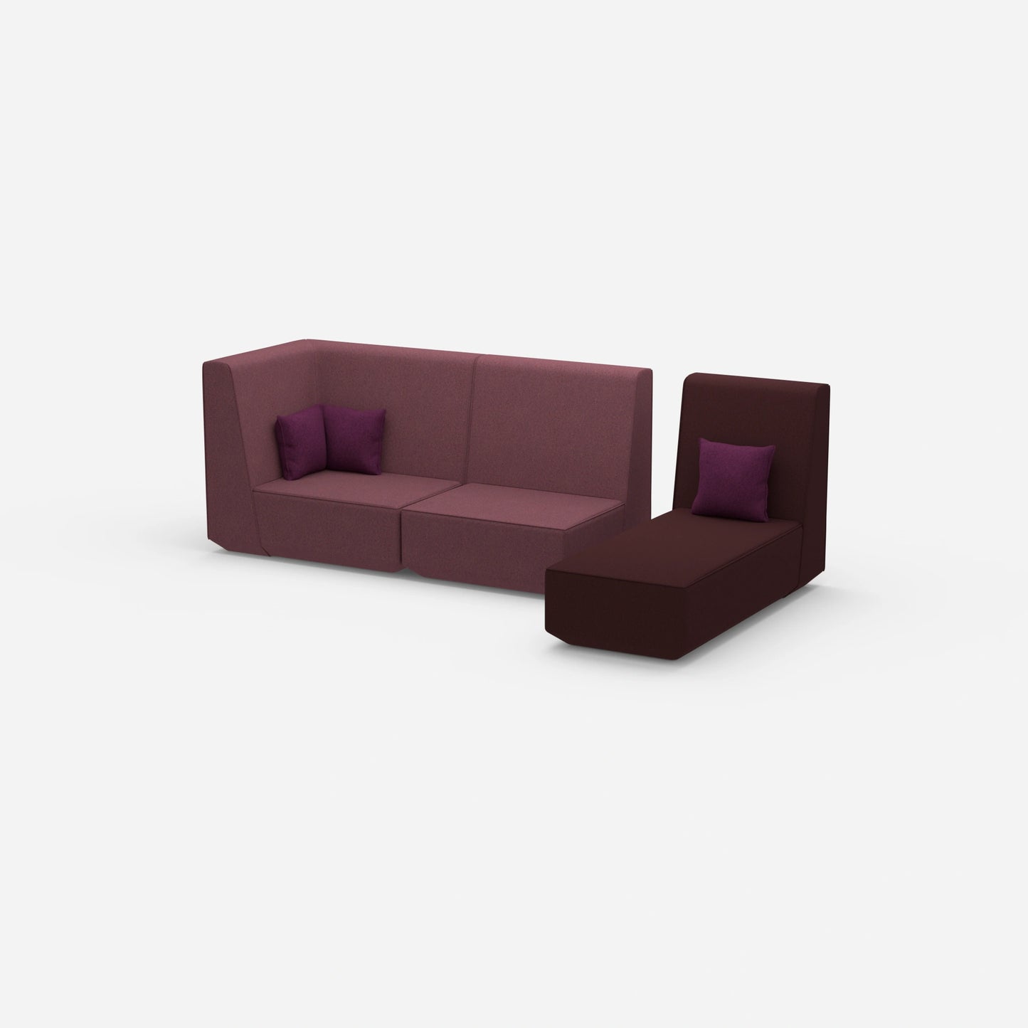 Modulares 2er Sofa mit Recamiere von der Seite