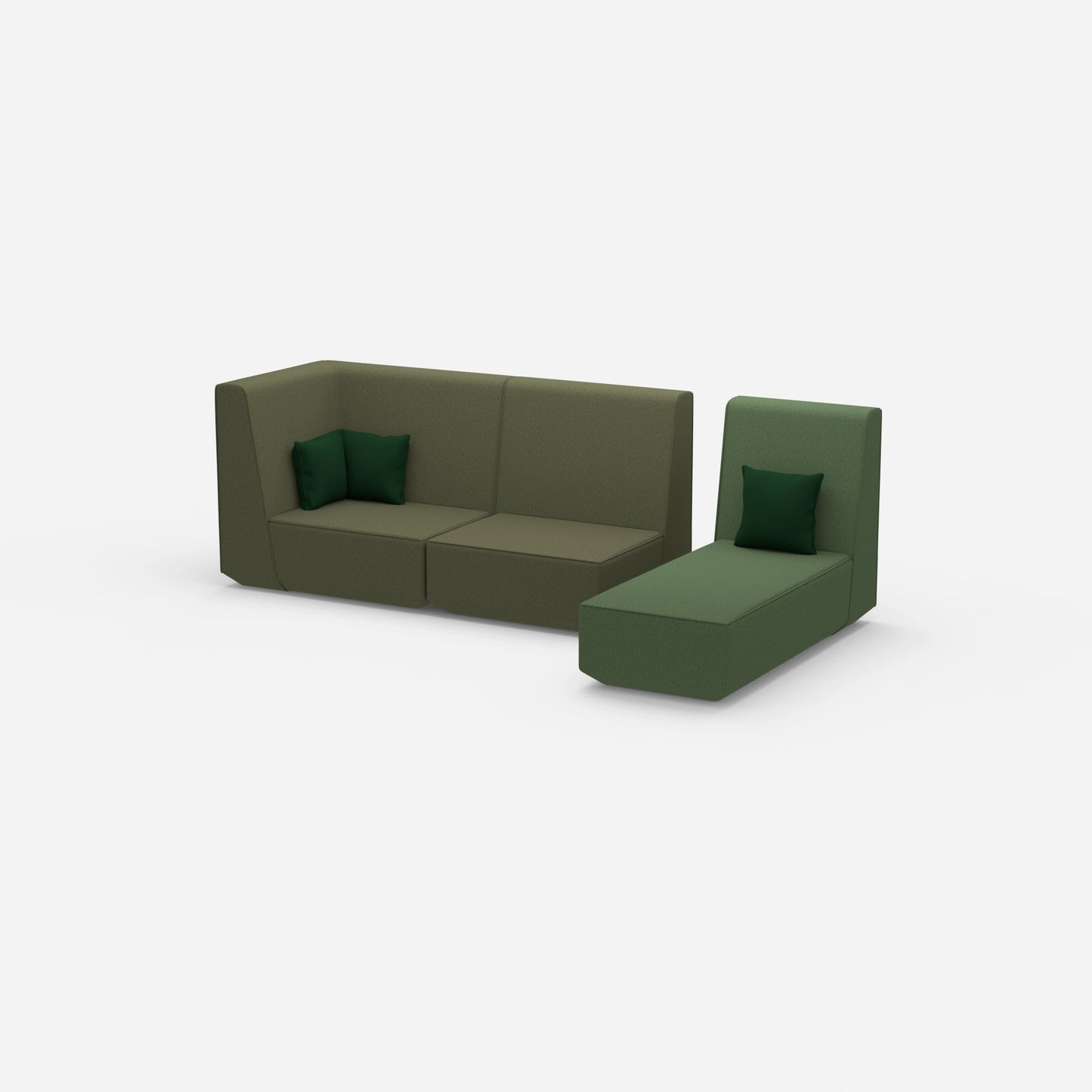 Modulares 2er Sofa mit Recamiere von der Seite