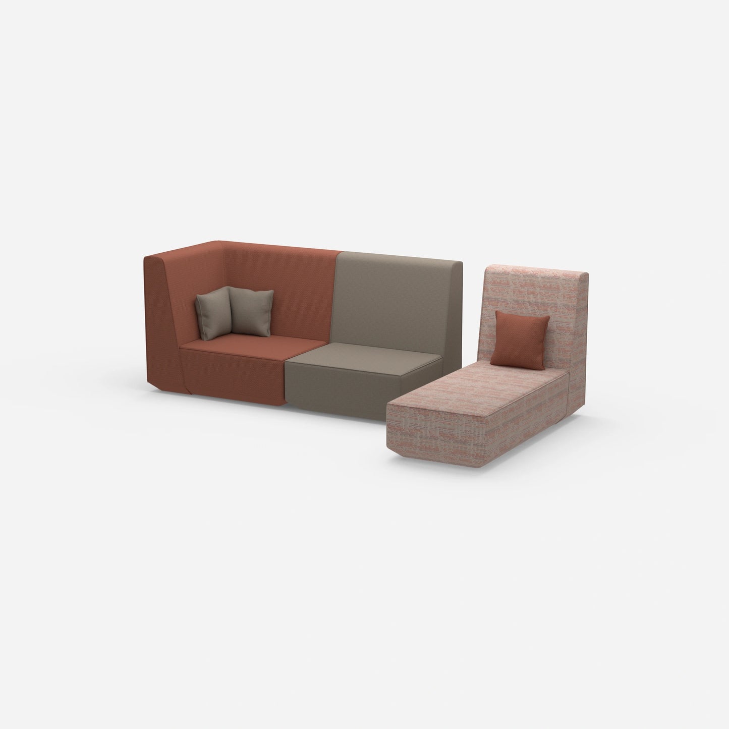Modulares 2er Sofa mit Recamiere von der Seite