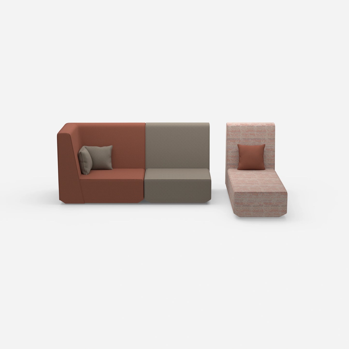Modulares 2er Sofa mit Recamiere von vorne