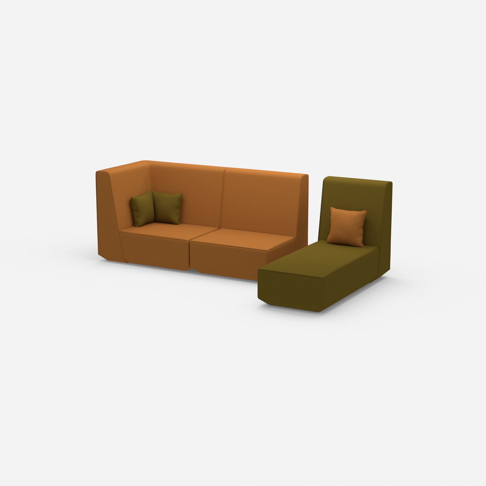 Modulares 2er Sofa mit Recamiere von der Seite