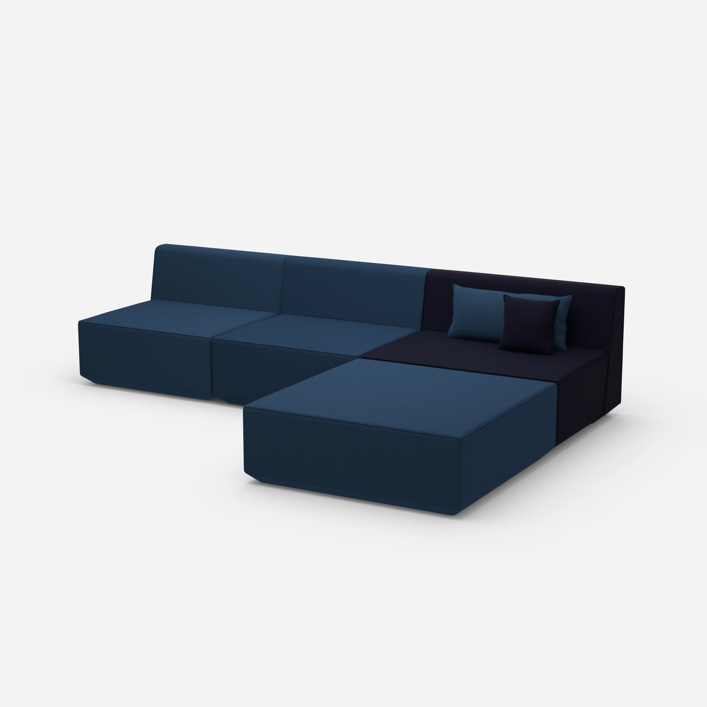 Canapé d'angle modulaire bleu de côté