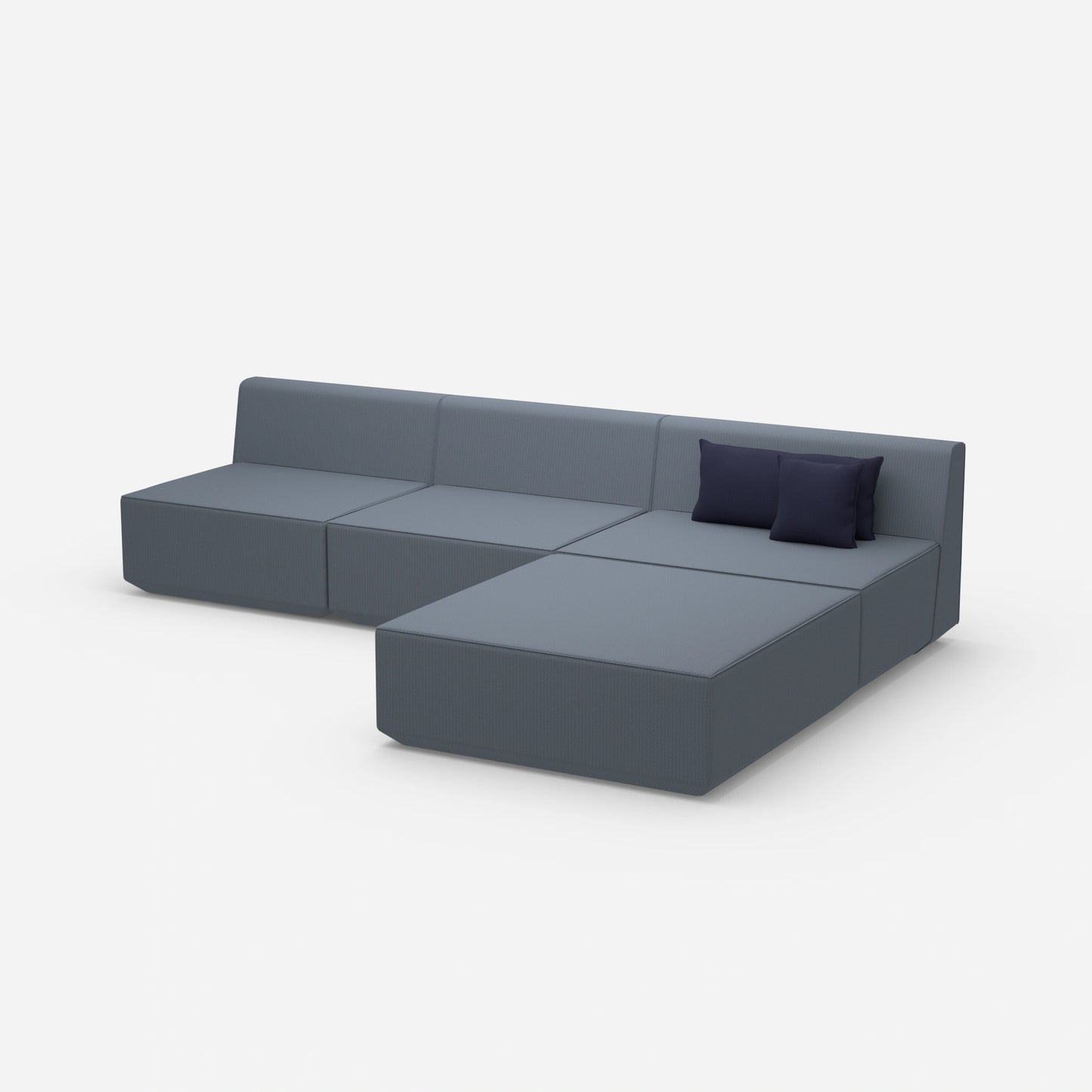 Canapé d'angle modulaire bleu de côté