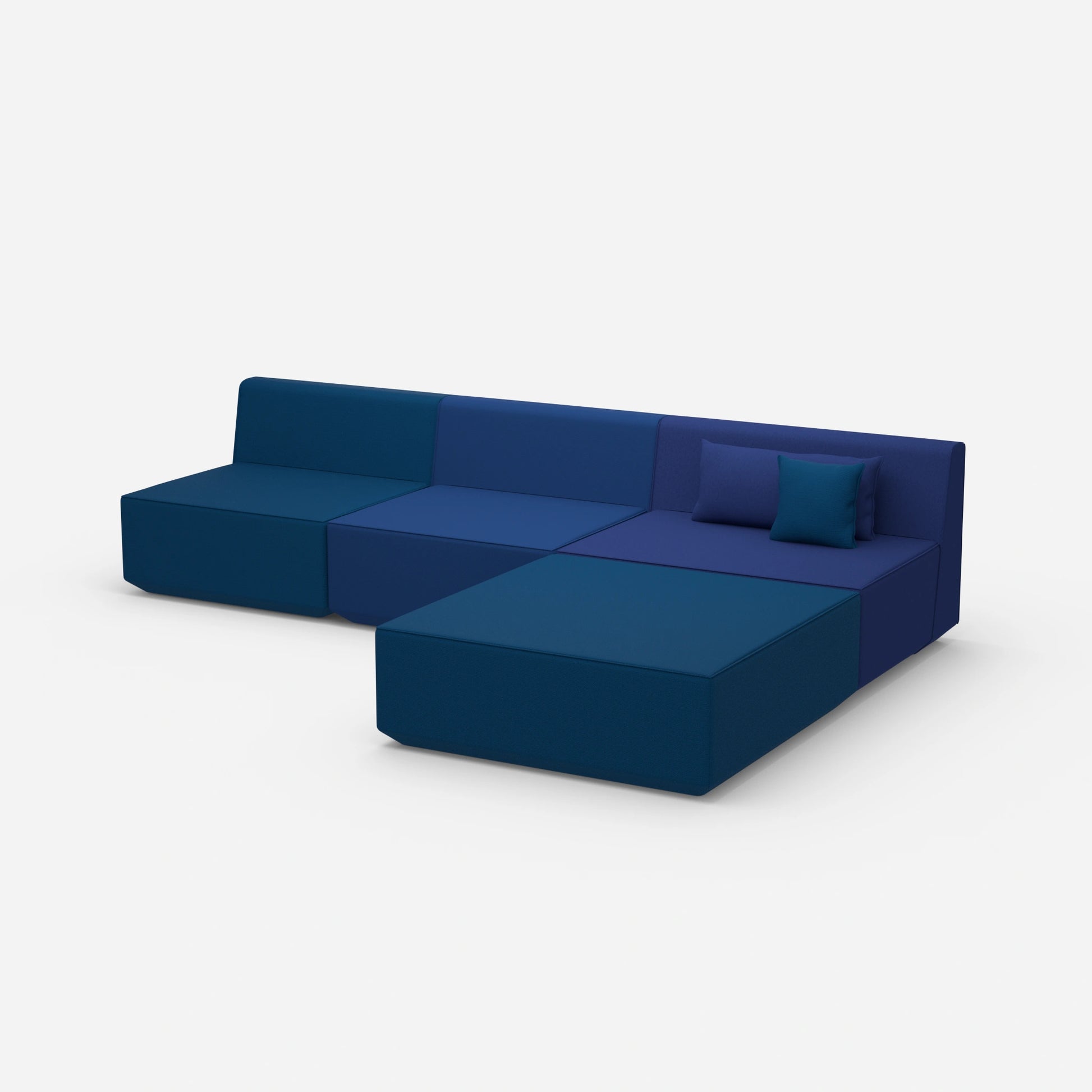 Canapé d'angle modulaire bleu de côté
