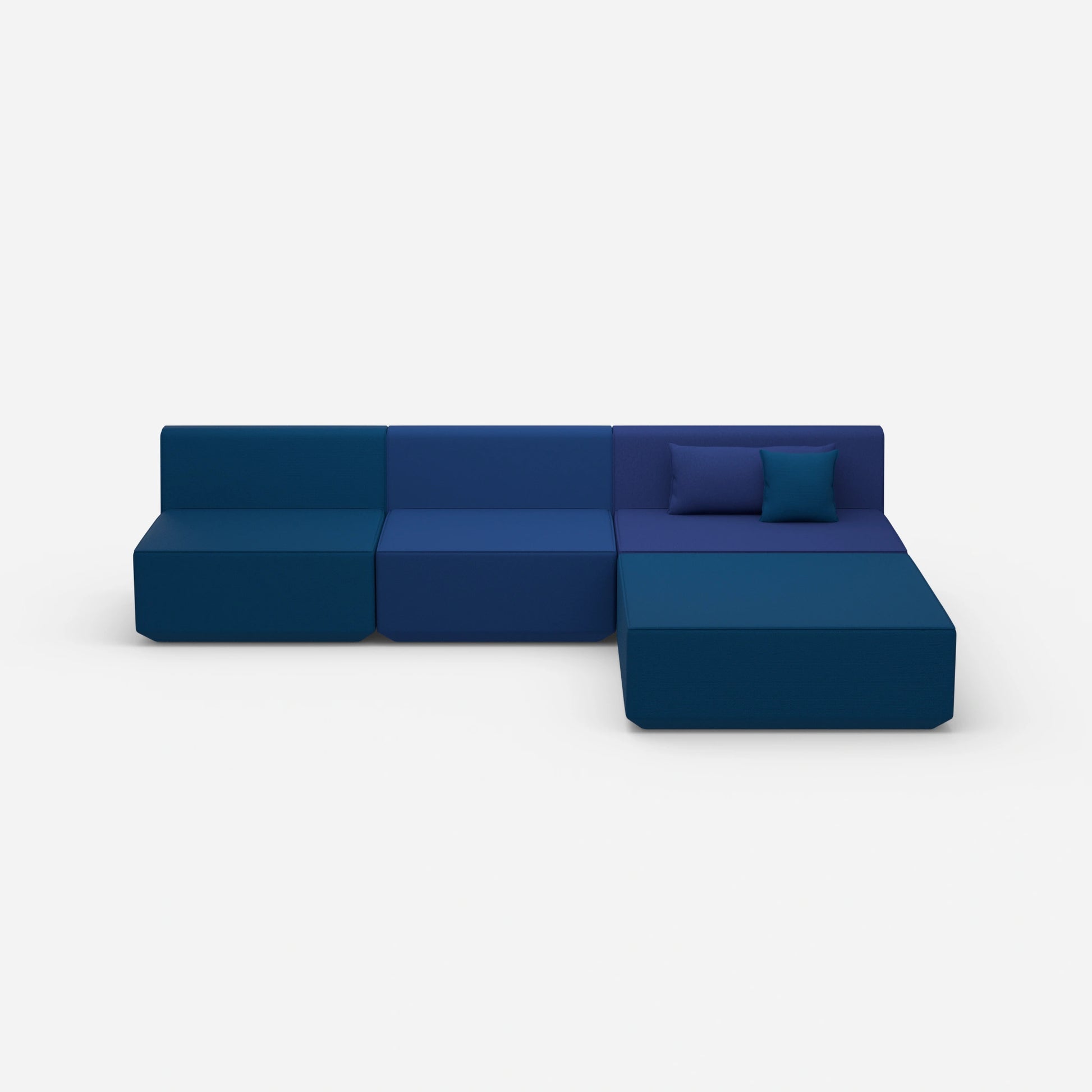 Canapé d'angle modulaire bleu de face
