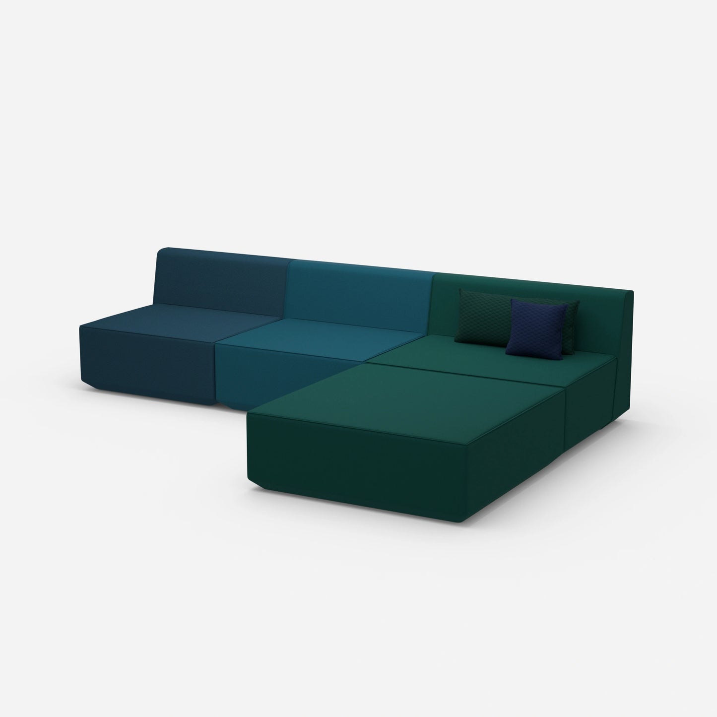 Canapé d'angle modulaire bleu de côté