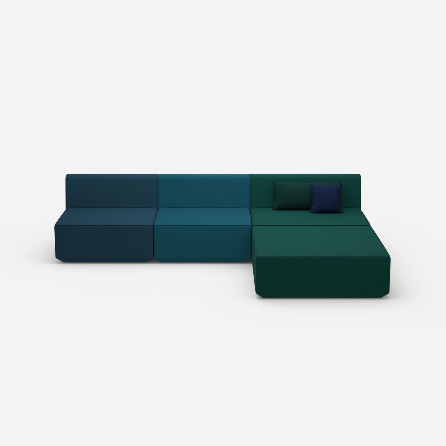Canapé d'angle modulaire bleu de face