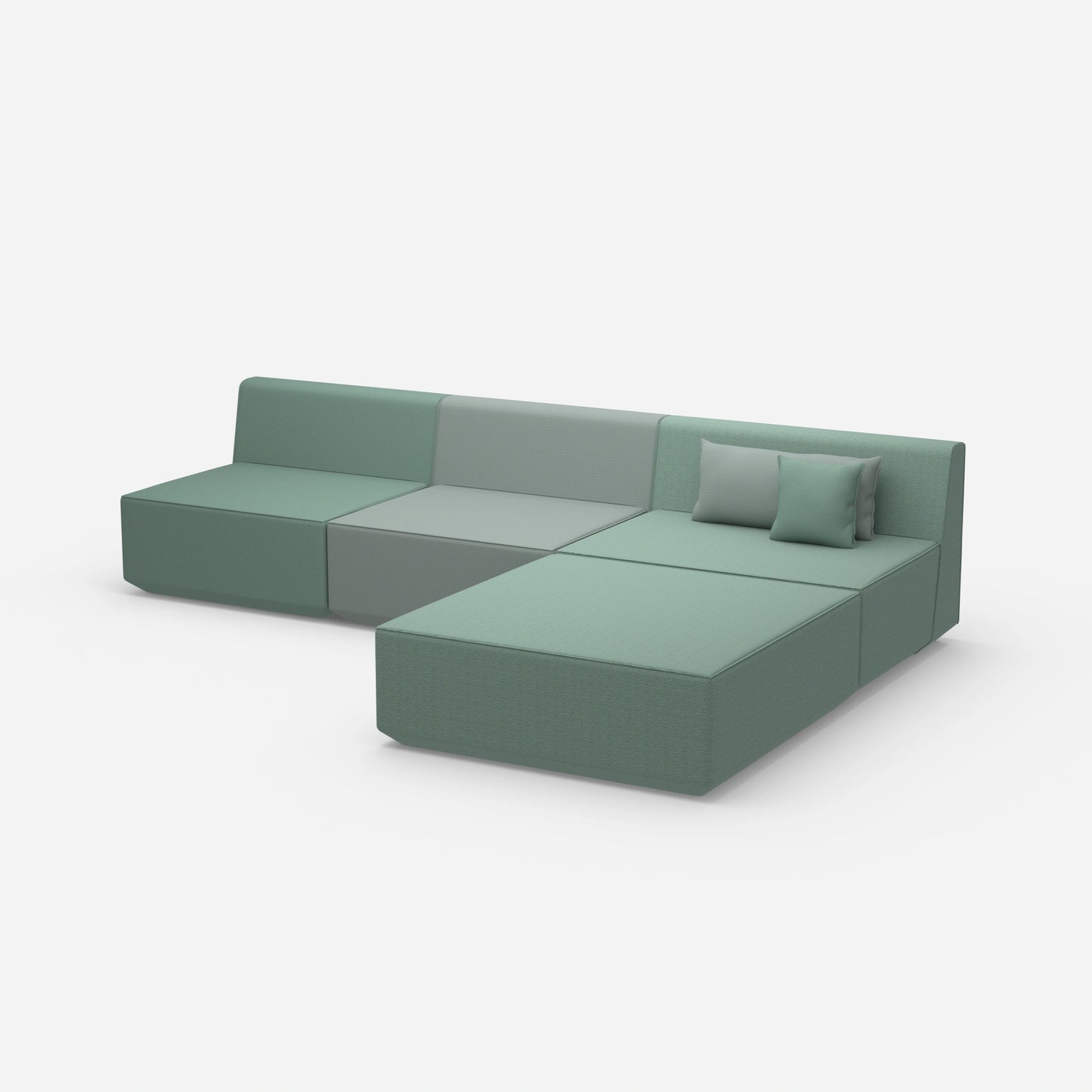 Canapé d'angle modulaire bleu de côté