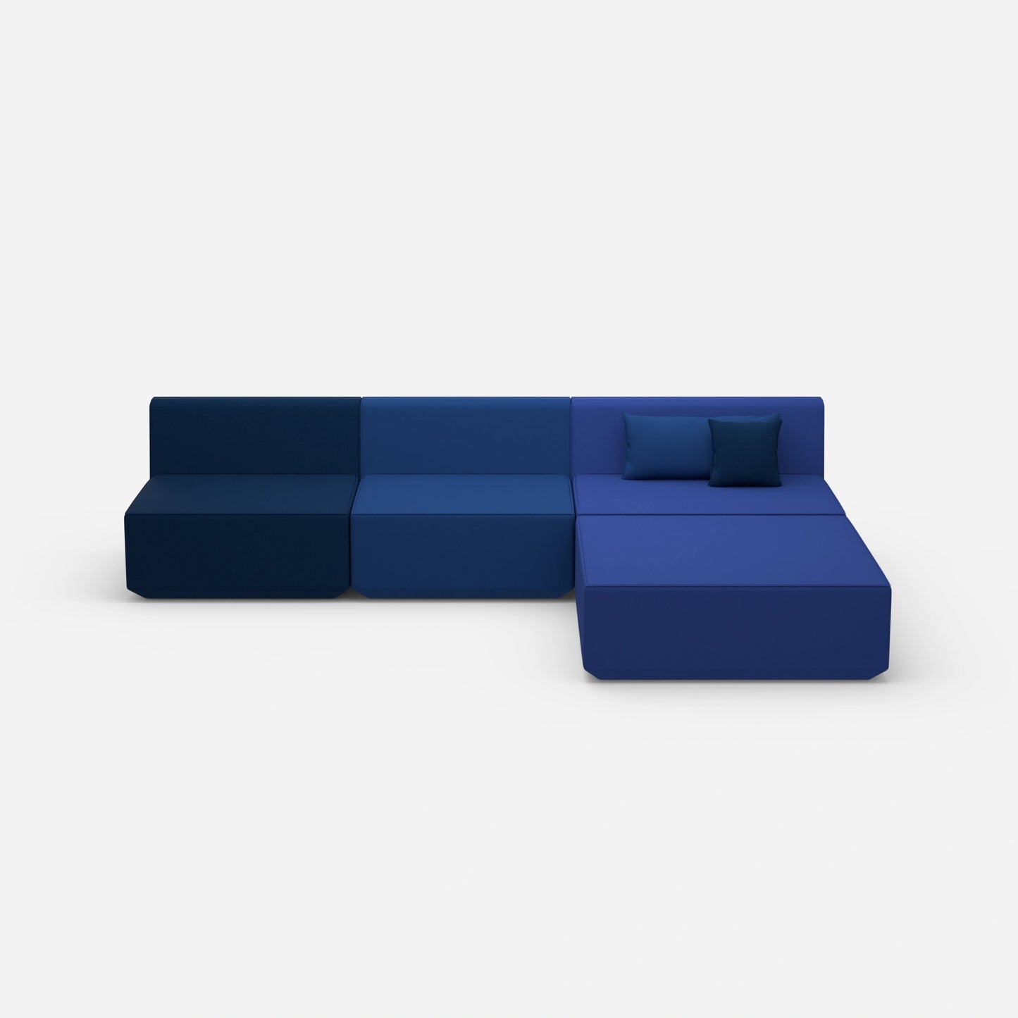 Canapé d'angle modulaire bleu de face