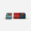 Modular sofa for 2 with ottoman from the front