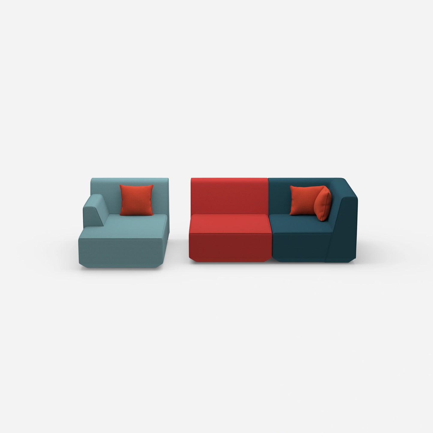 Modular sofa for 2 with ottoman from the front