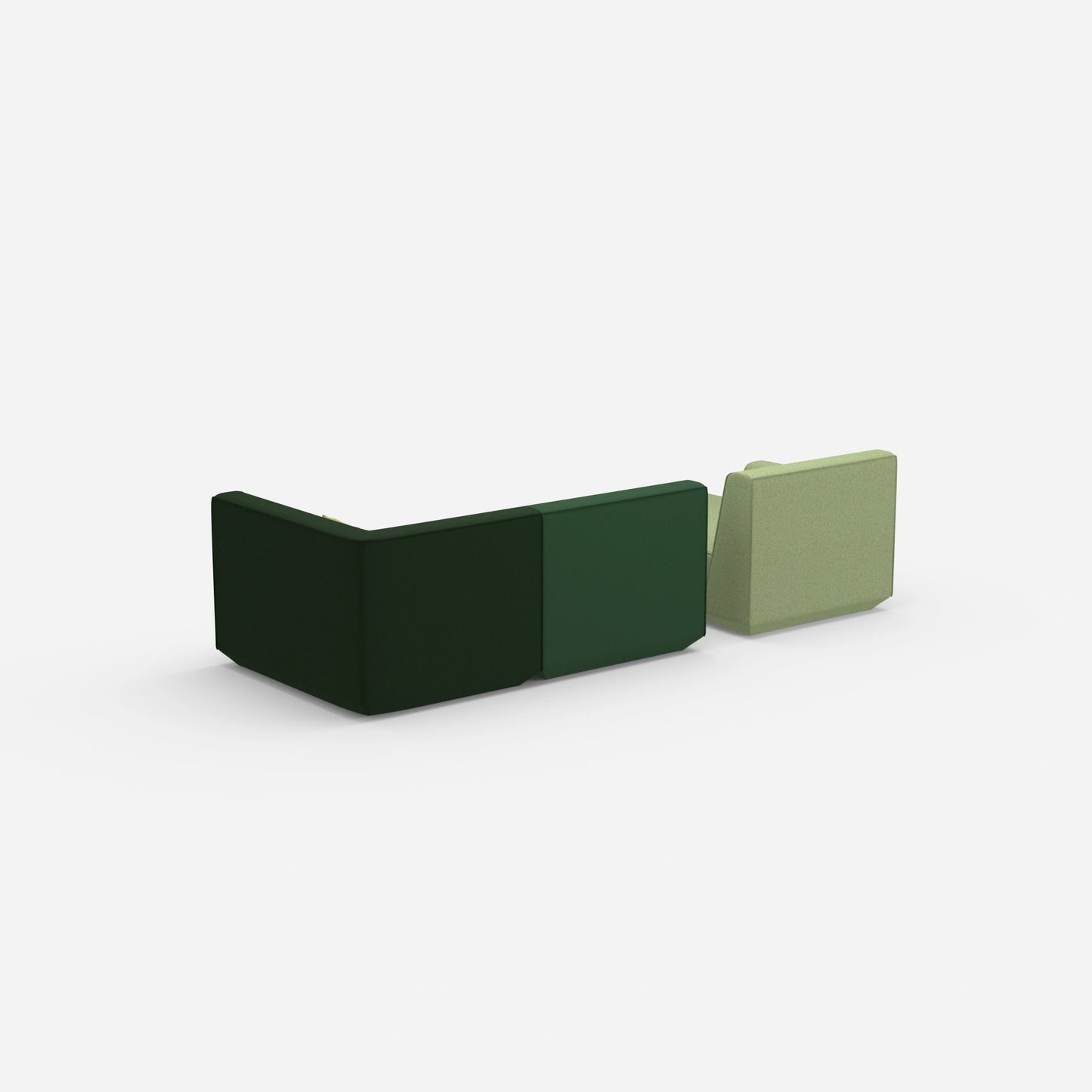 Modular sofa for 2 with ottoman from behind