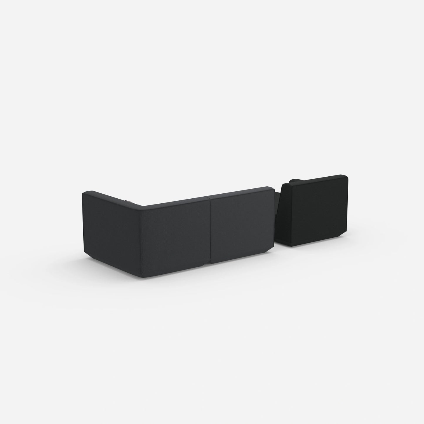 Modular sofa for 2 with ottoman from behind