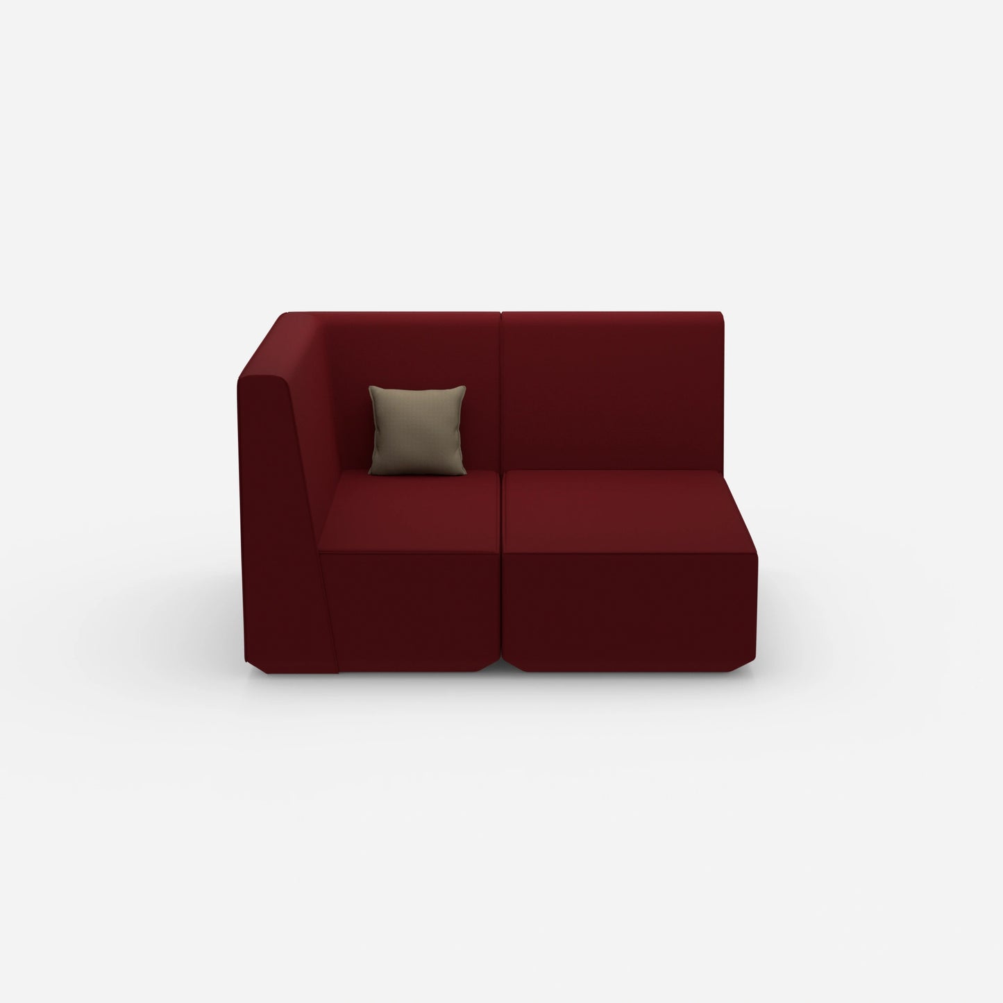 Modular sofa for 2 with ottoman from the front