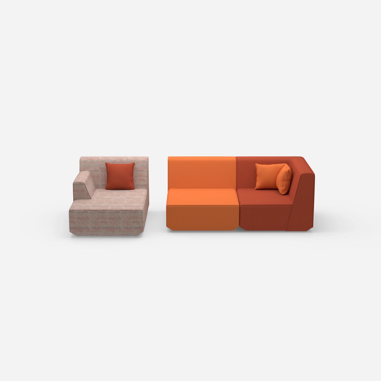 Modular sofa for 2 with ottoman from the front