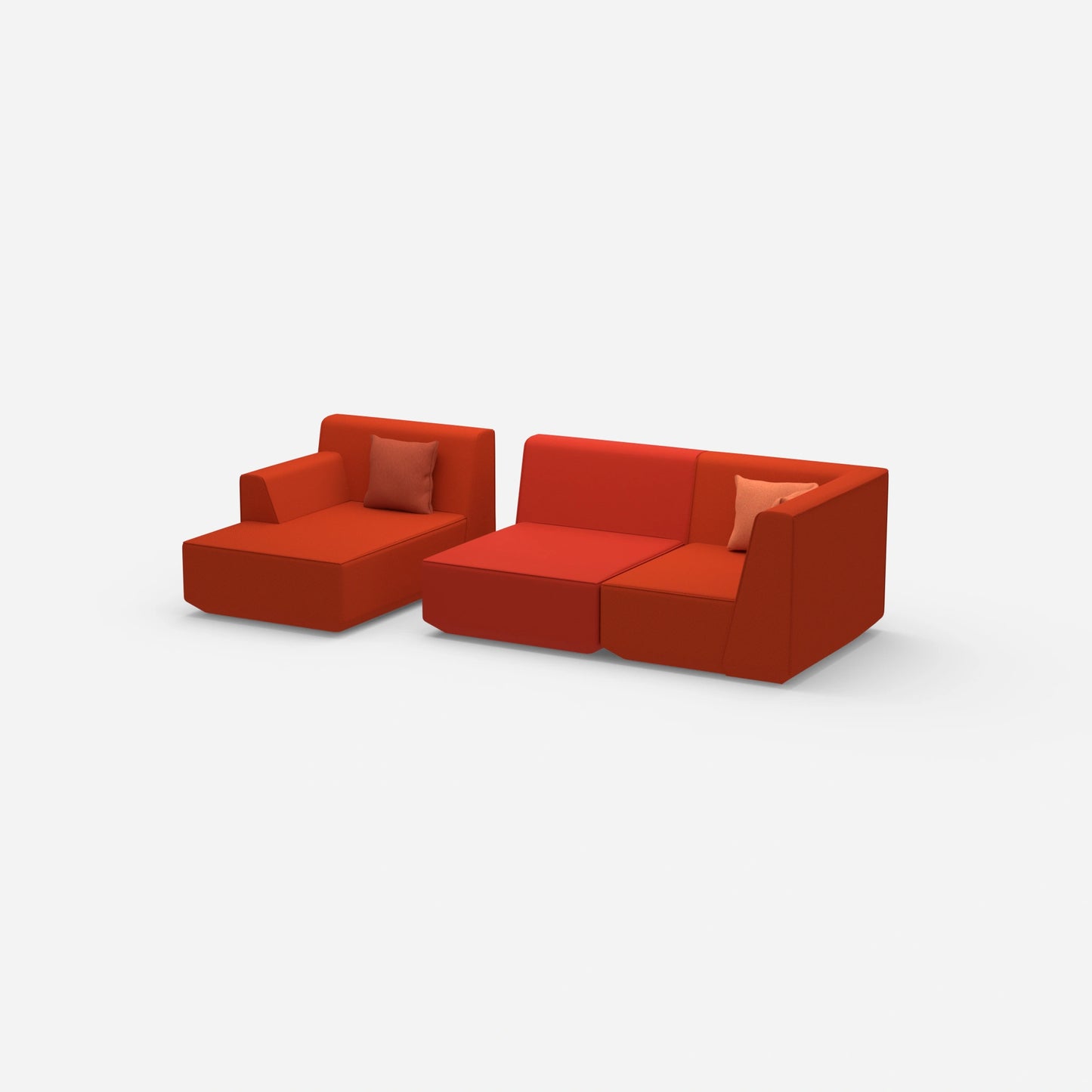 Modular sofa for 2 with ottoman from the side