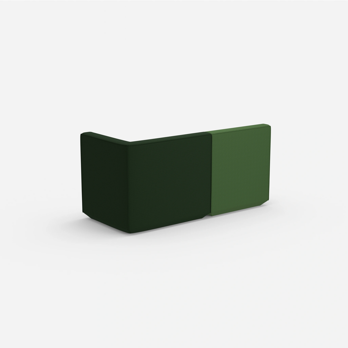 Modulares Sofa grün mit hohem Rücken von hinten