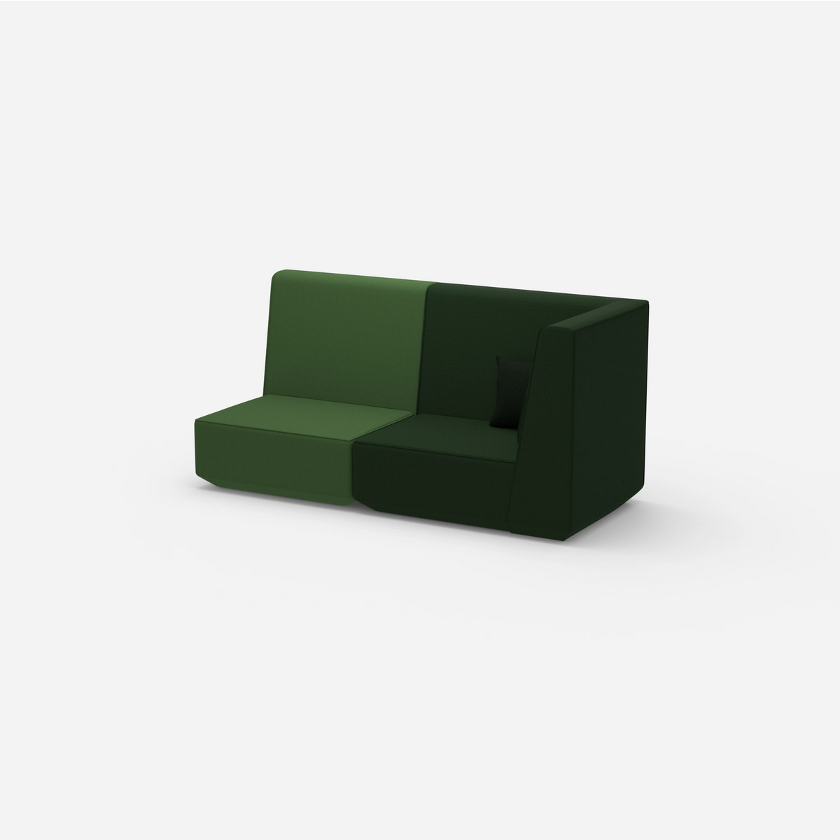 Modulares Sofa grün mit hohem Rücken von der Seite