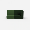 Modulares Sofa grün mit hohem Rücken von vorne