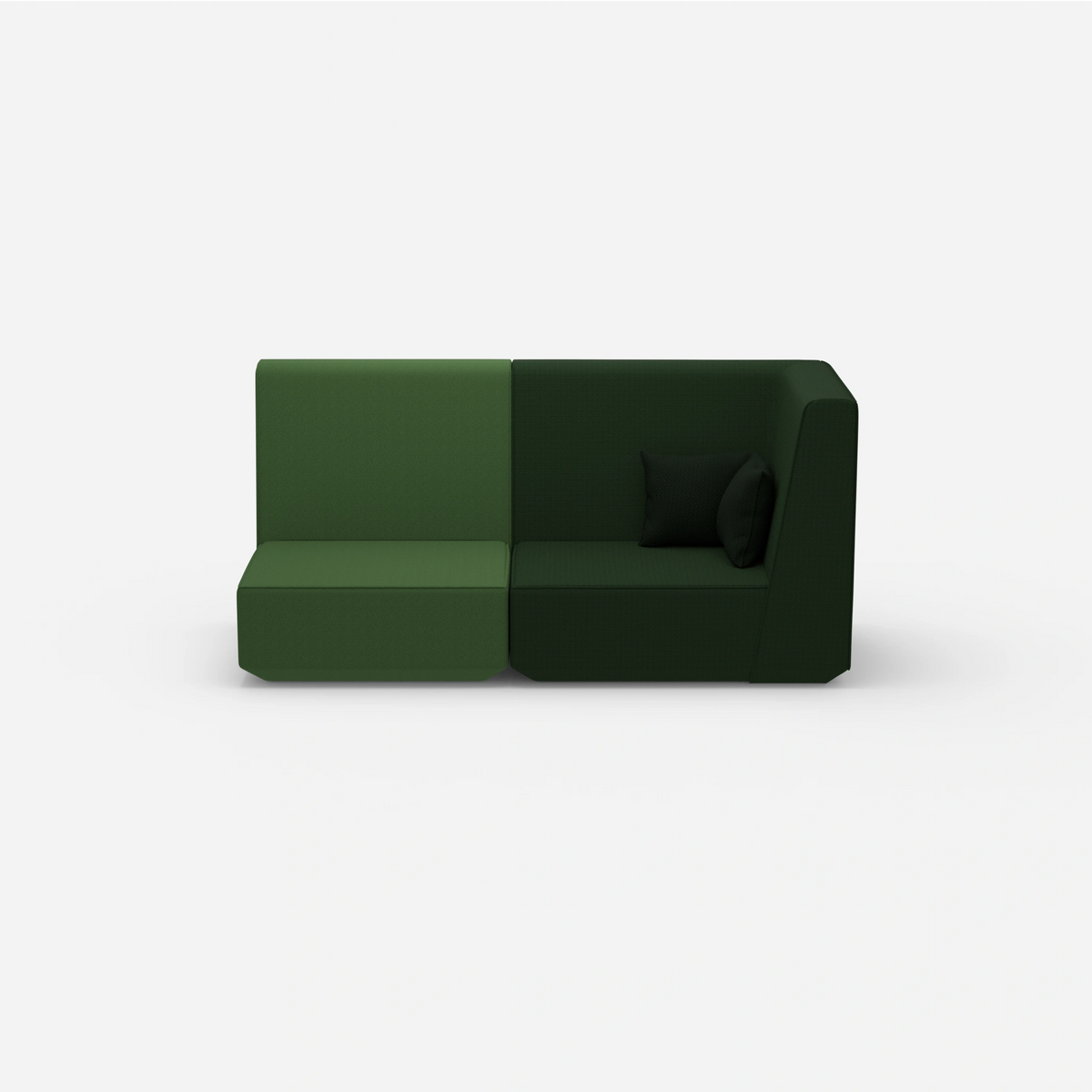 Modulares Sofa grün mit hohem Rücken von vorne