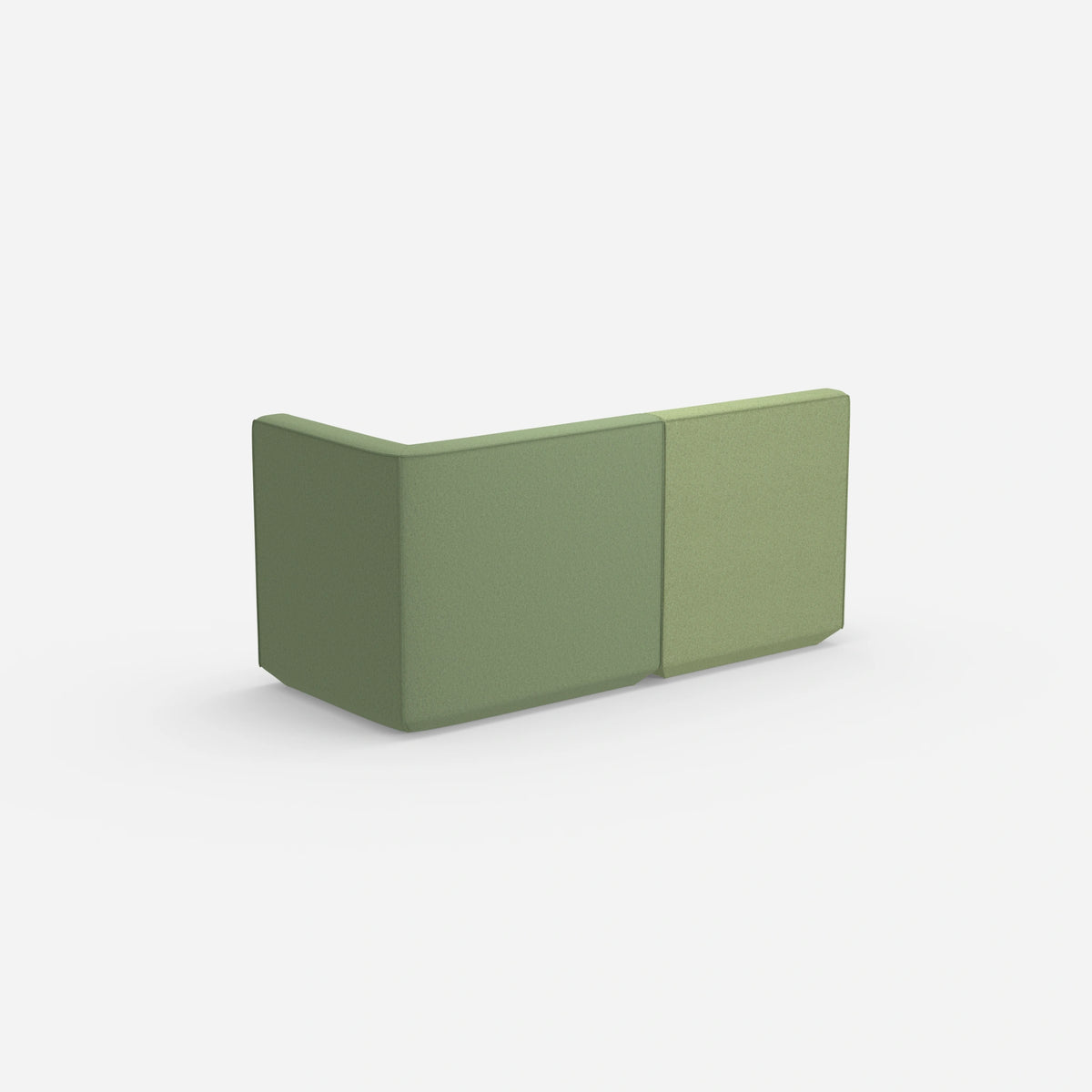 Modulares Sofa grün mit hohem Rücken von hinten