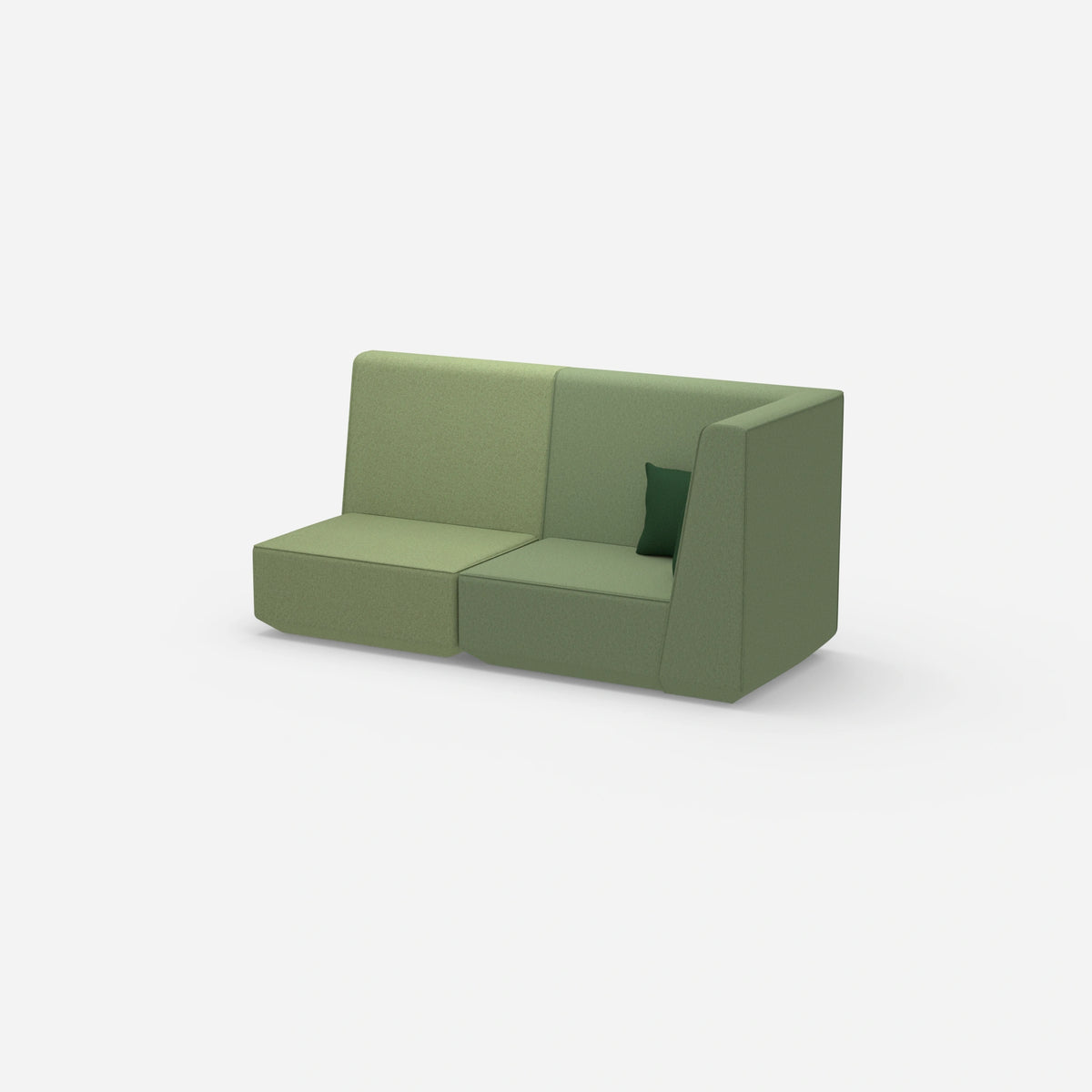 Modulares Sofa grün mit hohem Rücken von der Seite