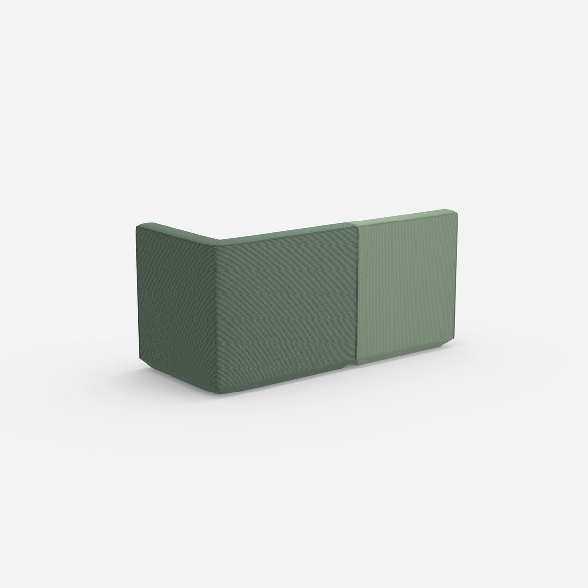 Modulares Sofa grün mit hohem Rücken von hinten