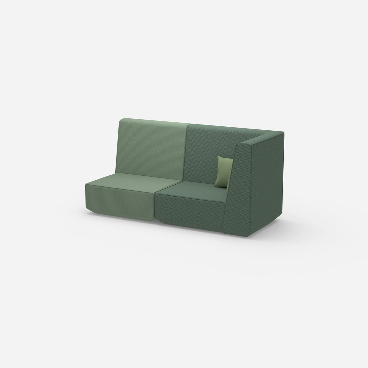 Modulares Sofa grün mit hohem Rücken von der Seite