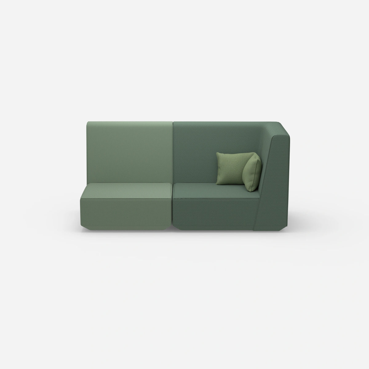Modulares Sofa grün mit hohem Rücken von vorne