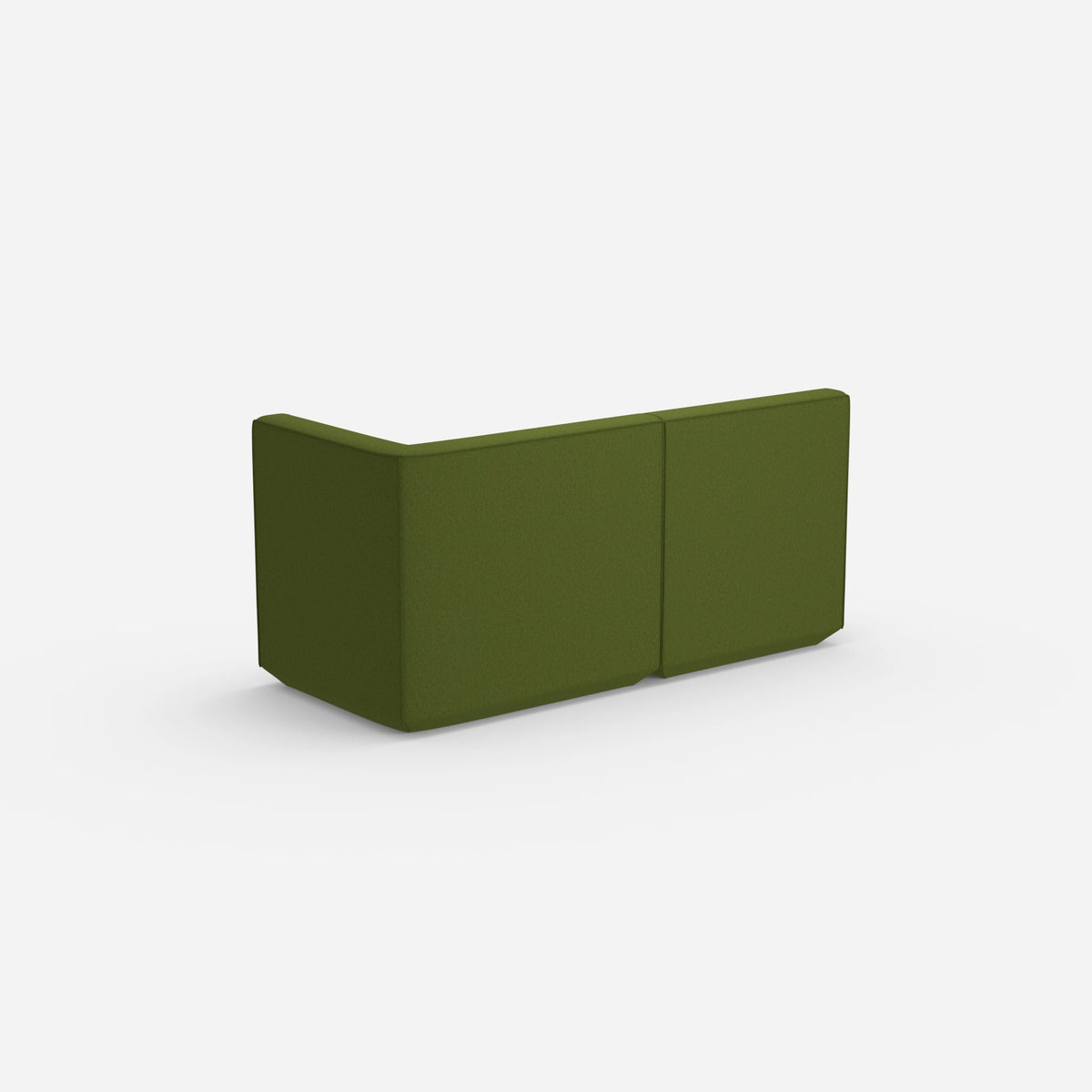 Modulares Sofa grün mit hohem Rücken von hinten