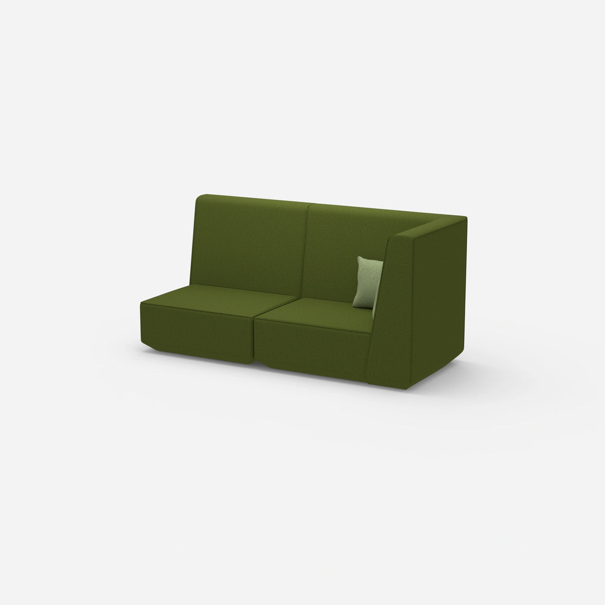 Modulares Sofa grün mit hohem Rücken von der Seite