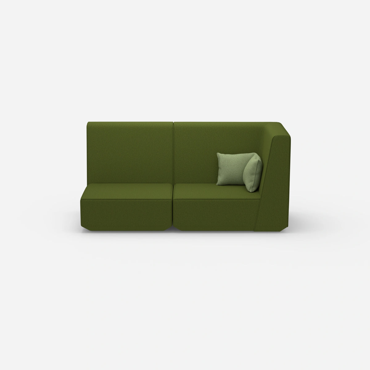 Modulares Sofa grün mit hohem Rücken von vorne
