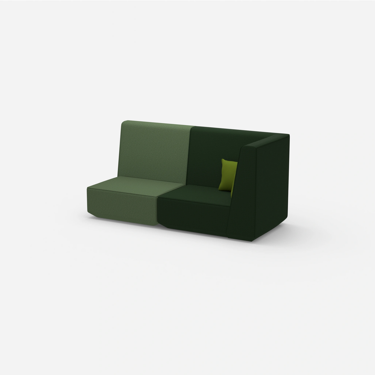 Modulares Sofa grün mit hohem Rücken von der Seite
