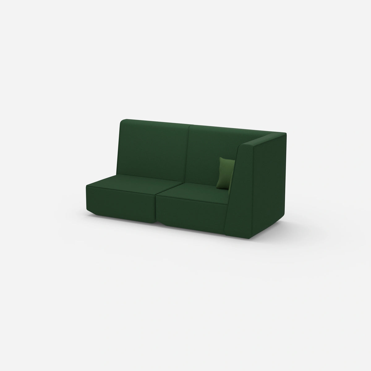 Modulares Sofa grün mit hohem Rücken von der Seite