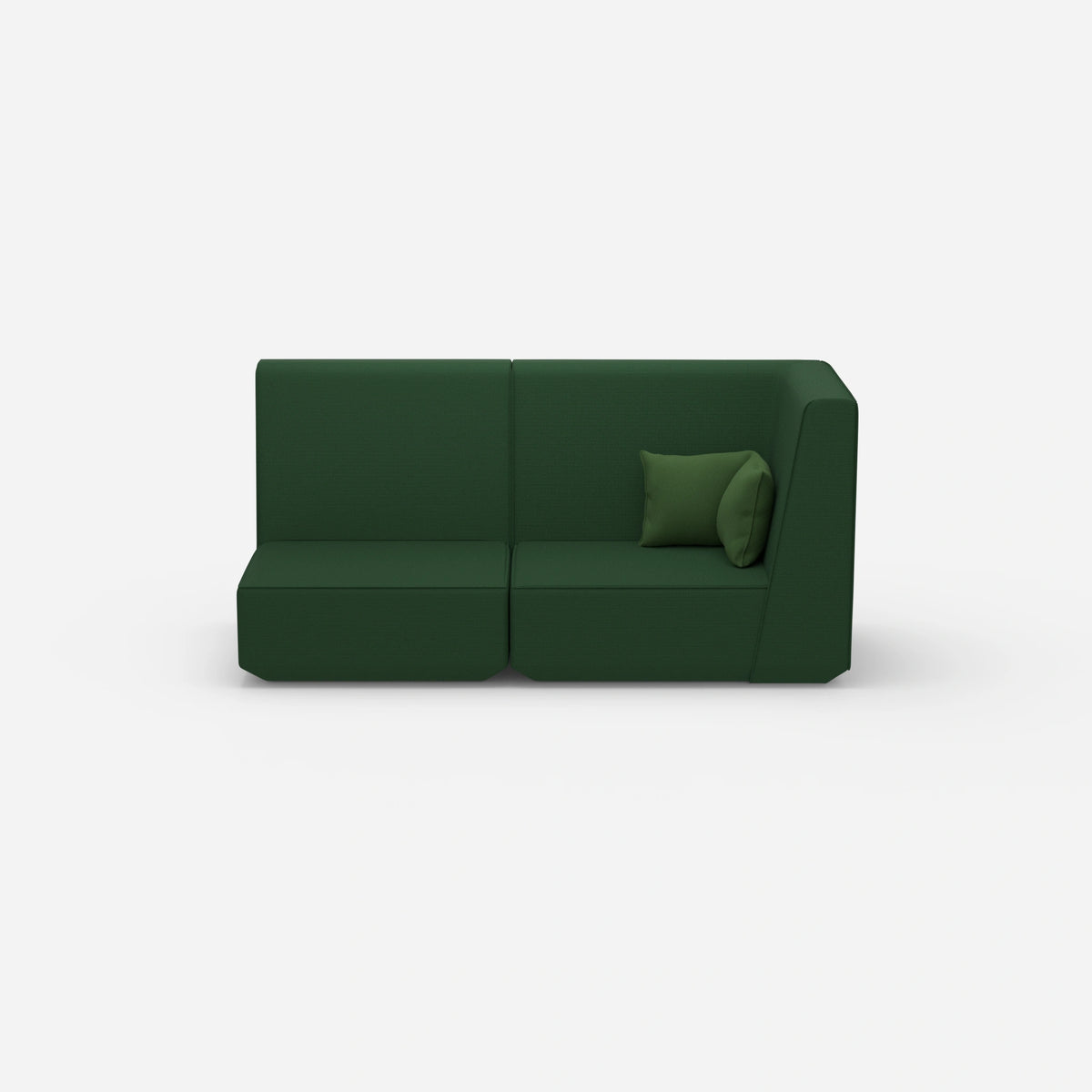 Modulares Sofa grün mit hohem Rücken von vorne