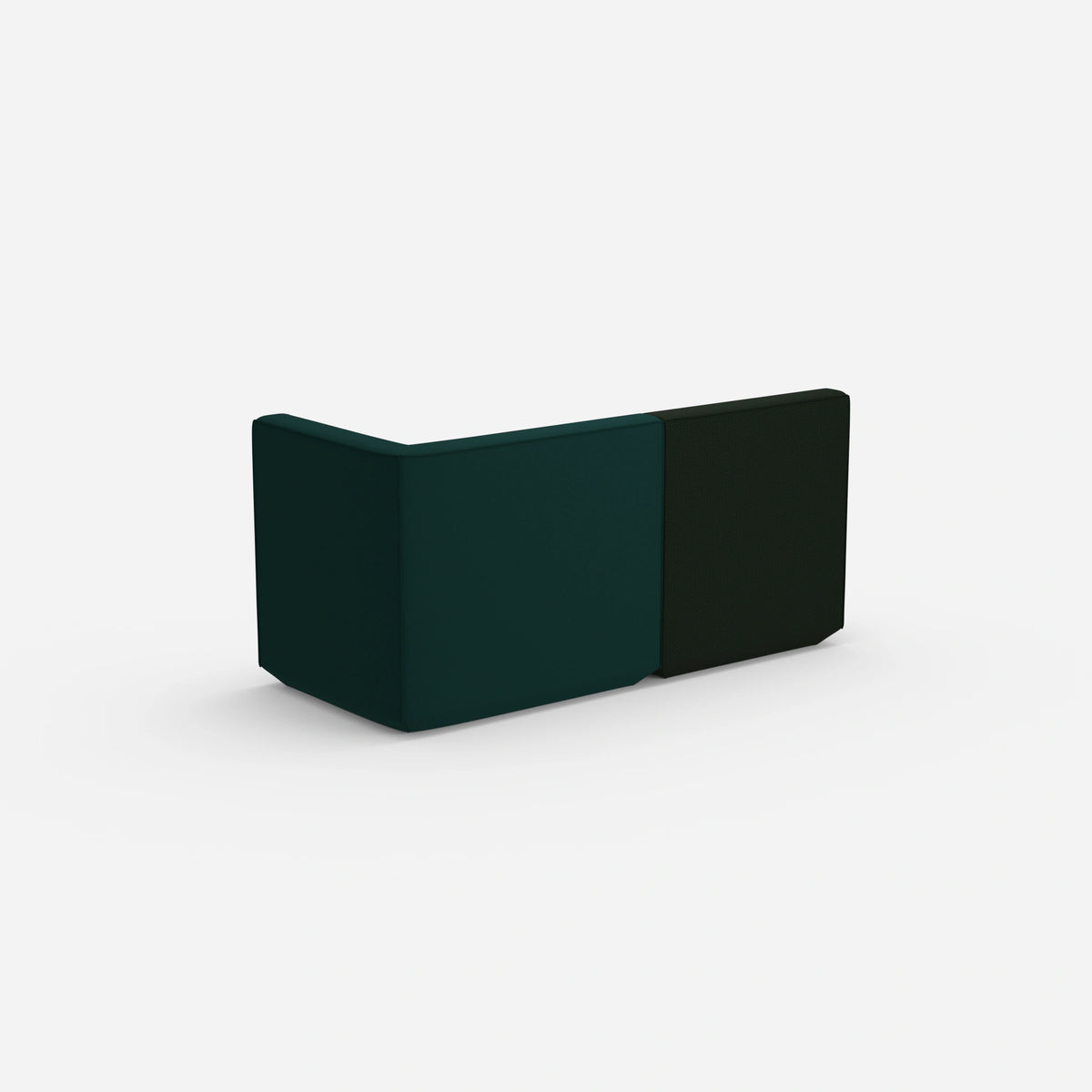 Modulares Sofa grün mit hohem Rücken von hinten