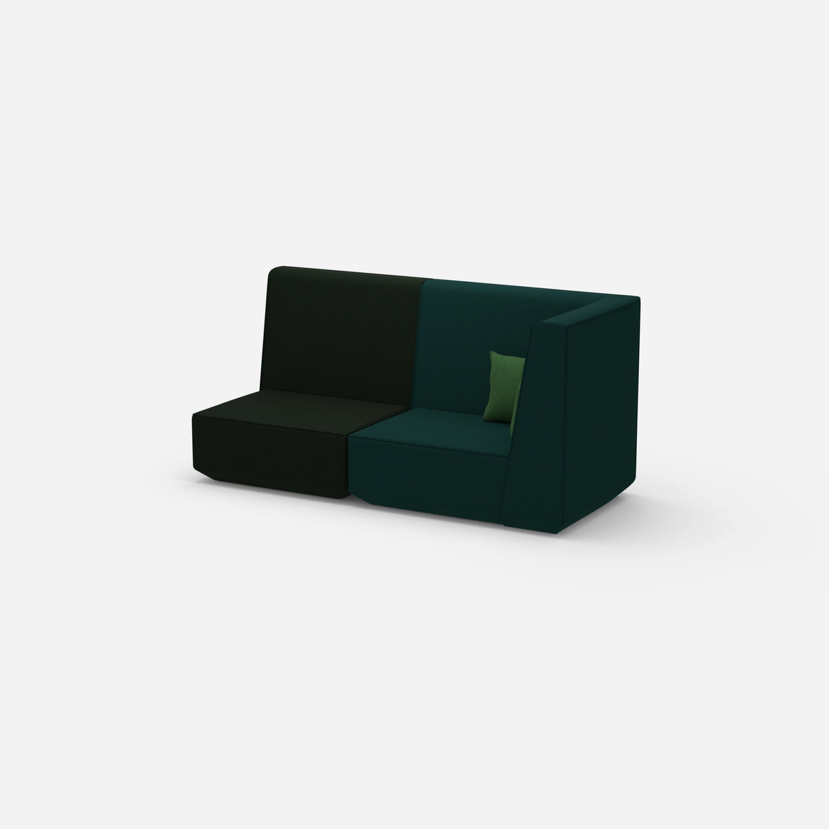 Modulares Sofa grün mit hohem Rücken von der Seite