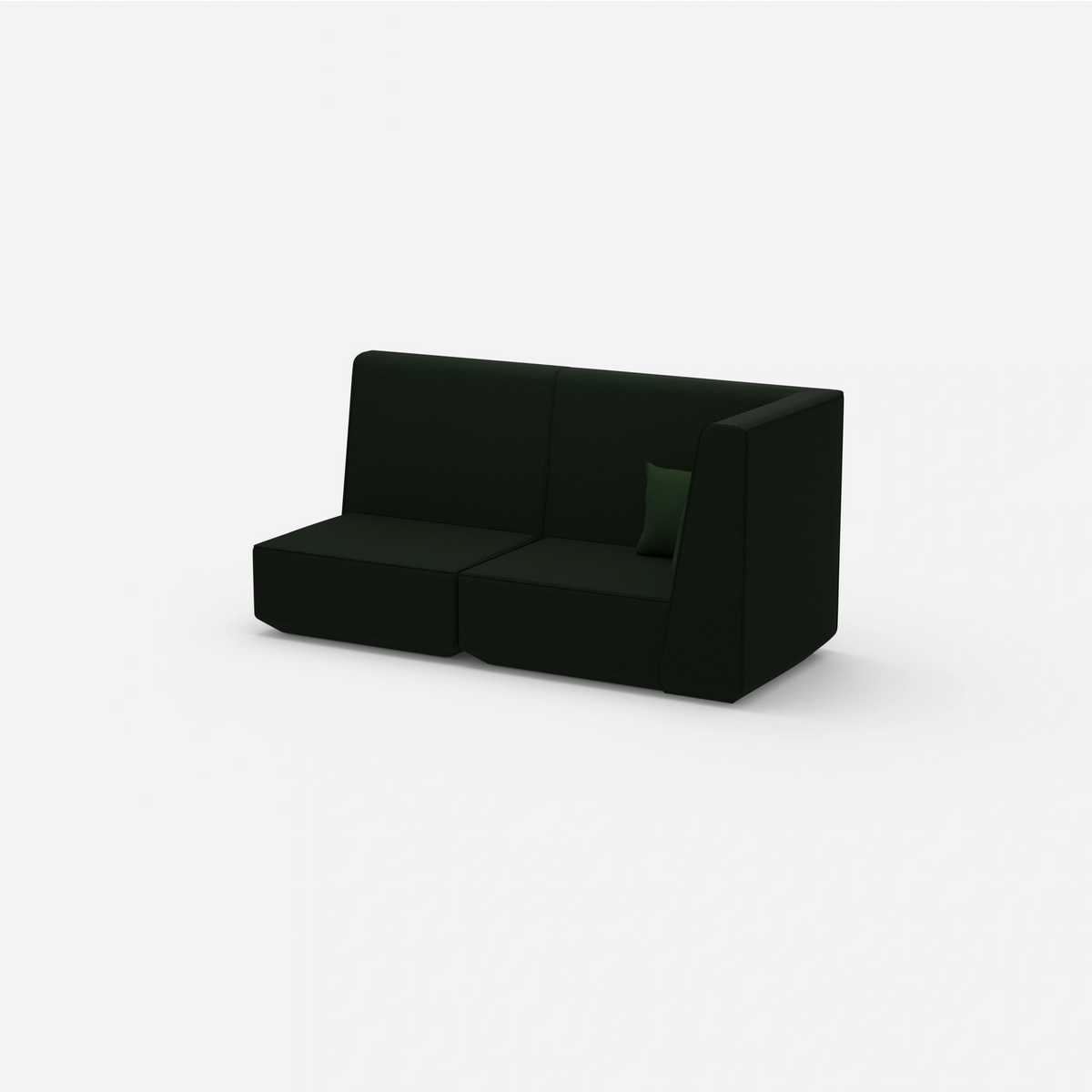 Modulares Sofa grün mit hohem Rücken von der Seite