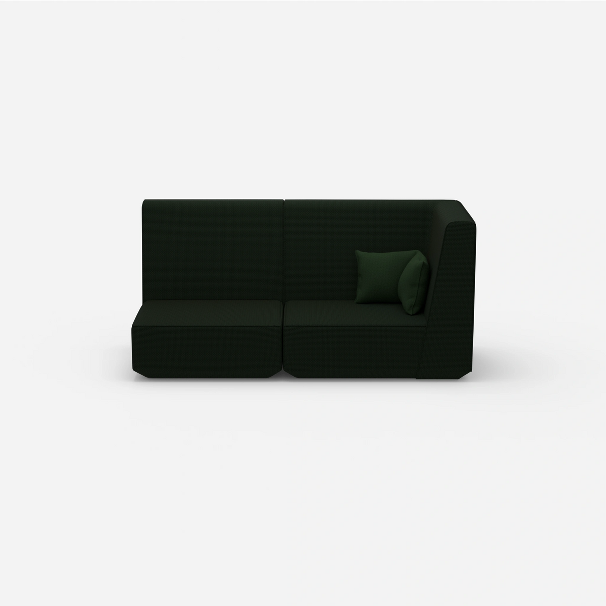 Modulares Sofa grün mit hohem Rücken von vorne