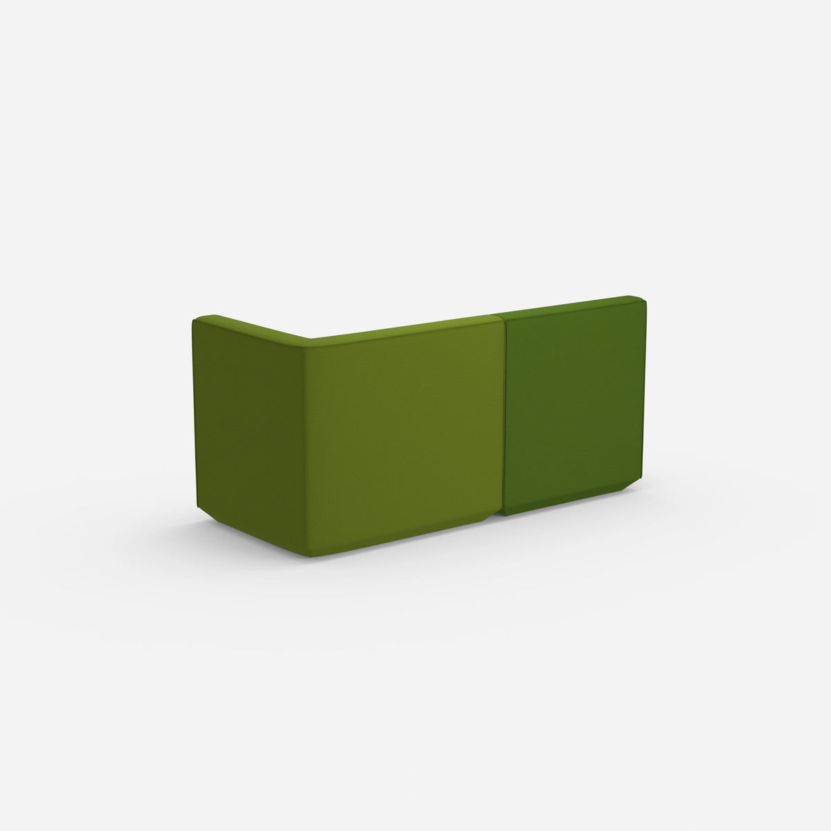 Modulares Sofa grün mit hohem Rücken von hinten
