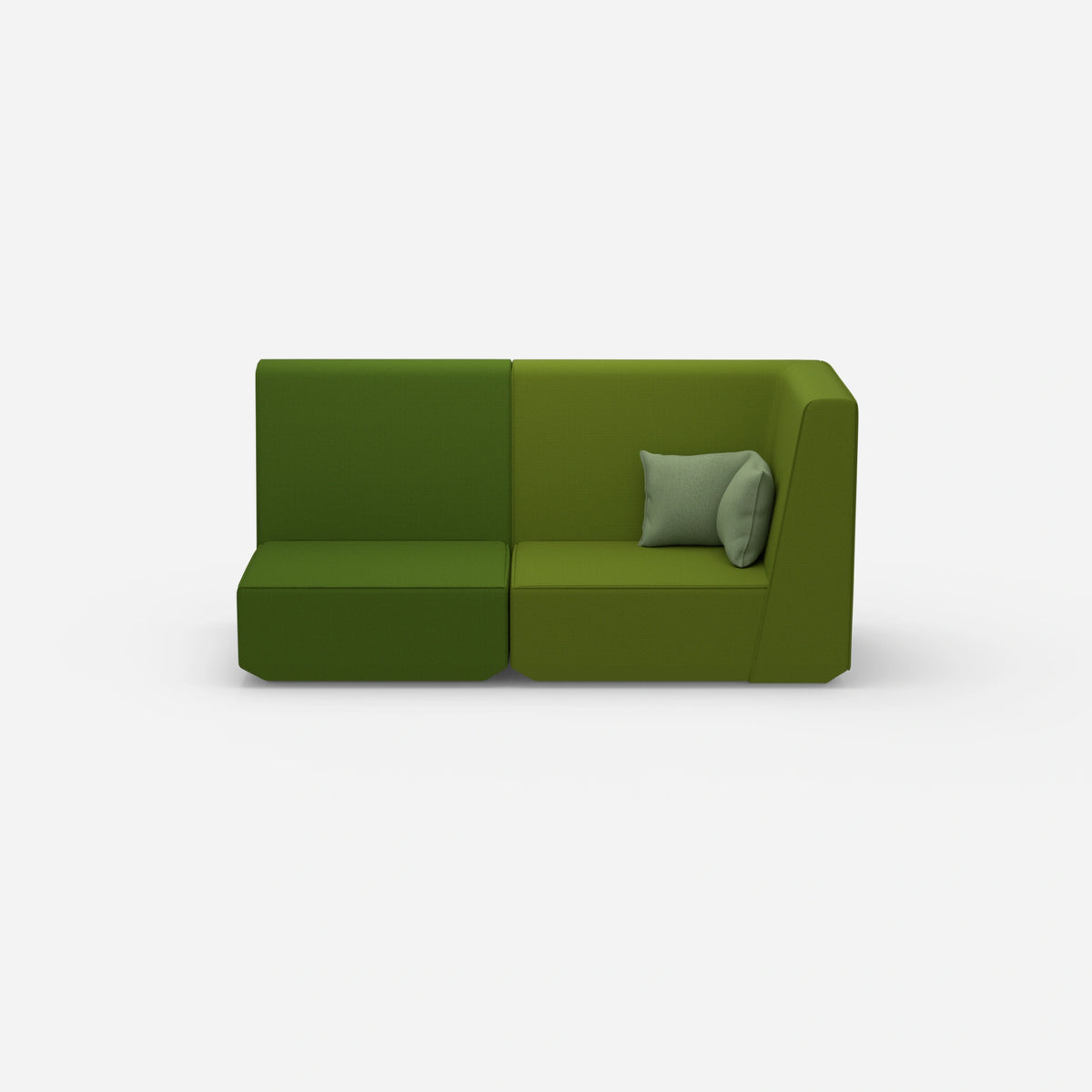 Modulares Sofa grün mit hohem Rücken von vorne