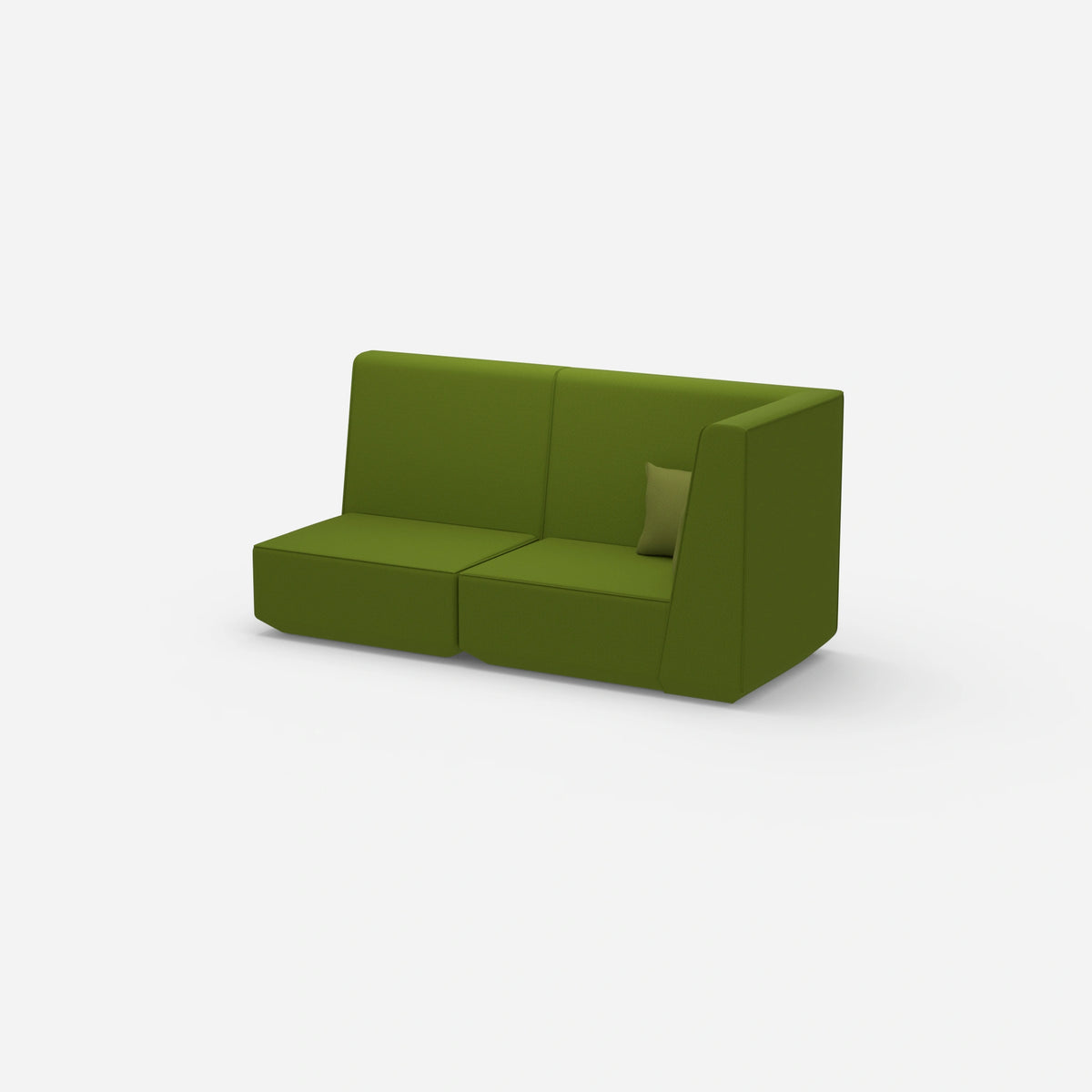 Modulares Sofa grün mit hohem Rücken von der Seite