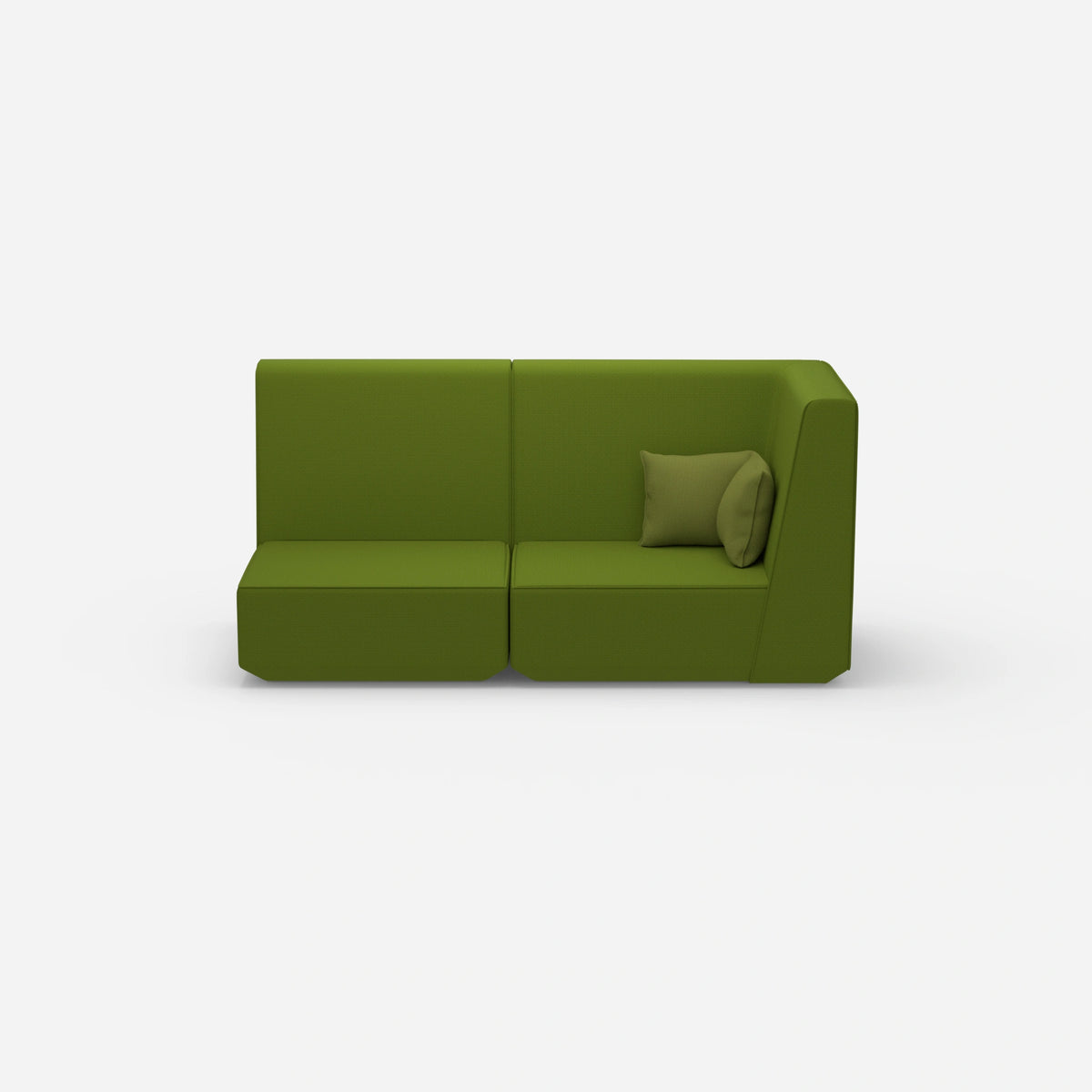 Modulares Sofa grün mit hohem Rücken von vorne